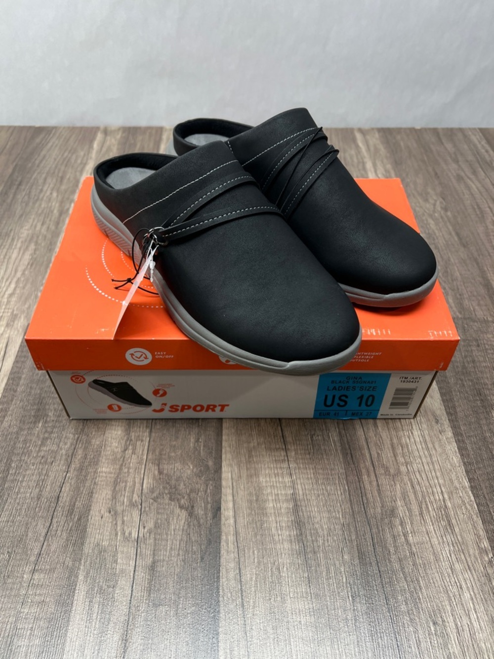 J Sport Black Slip-On Mule with Cushioned Comfort
